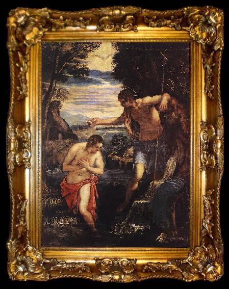 framed  TINTORETTO, Jacopo Baptism of Christ  sd, ta009-2